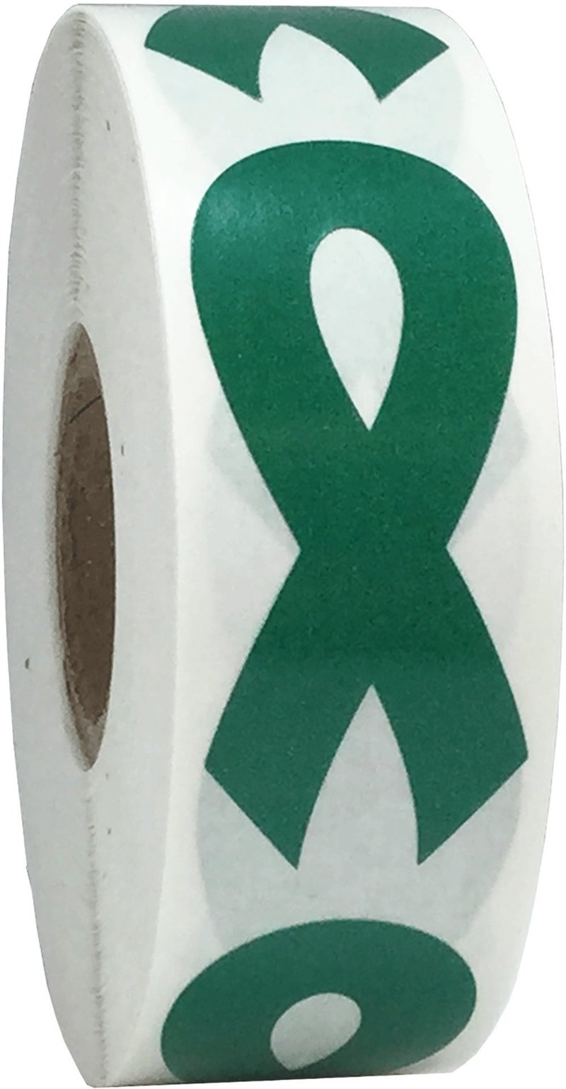 InStockLabels.com Green Awareness Ribbon Stickers 2 Inch 500 Total Adhesive Labels - Image 1